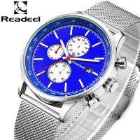 READEEL Watches Men Stainless Steel Mesh Quartz Men Watch Chronograph Watch Clock Men Relogio Masculino Luminous Wristwatch Man