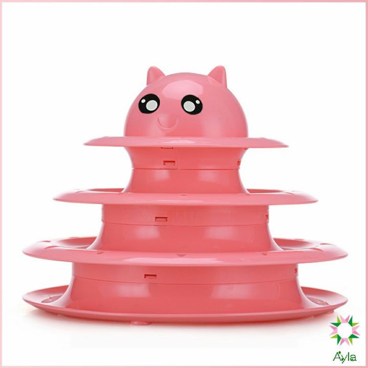 ayla-รางบอล-ตาโต-ของเล่นแมวทรงโดม-รางบอล-4-ชั้น-cat-play-plate