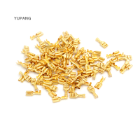 YUPANG 100 pcs 6.3mm GOLD brass ลำโพงรถยนต์หญิง Spade Terminal Wire CONNECTOR