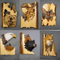 Animal Carving Handcraft Gift Wall Hanging Animal Styles Wall Hangings Hand-carved And Painted For A House Decoration Dropship