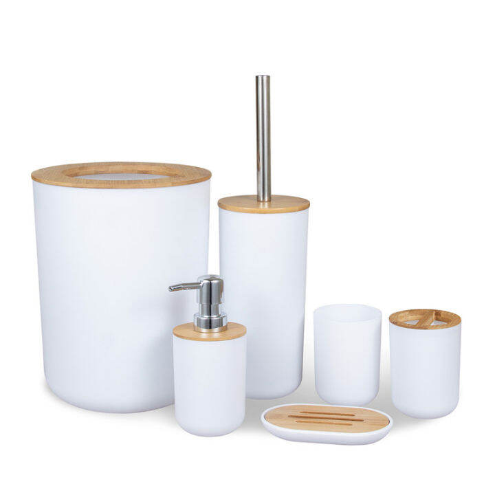 bathroom-accessories-set-6-pieces-bamboo-room-set-toothbrush-holder-soap-dispenser-toilet-brush-trash-can-bathroom-essential-set