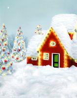 【Discount】 5x7ft การ์ตูนบ้านต้นไม้หิมะฉากพื้นหลังพื้นหลังสตูดิโอภาพถ่าย