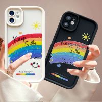 เคส RouJiang สำหรับ iPhone 15 14 13 12 11 Pro Max X Xr Xs Max 7 8 Plus SE 2020การ์ตูนอนิเมะเจ็ดสีเคสโทรศัพท์ Keep Smiling สายรุ้ง