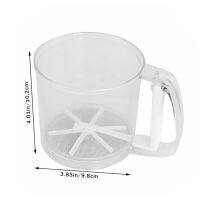 ❍❁♦ Flour Powder Sieve Cup Plastic Handheld Mesh Sieve Cup with Measuring Scale Kitchen Accessory