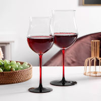 Wi-Ne Glasses(650/1000Ml) With Long Red Stem &amp; Black Base,Luxury Crystal Red &amp; White Wi-Ne Glasses, Hand Blown,New Designed Goblet In Premium Box,ไอเดียที่สมบูรณ์แบบสำหรับคนรัก Win E