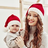 Baby Christmas Hat Mother Xmas Warm Cap Kids Knit Winter Hats For Girls Boys Thicken Cap Cute Beanie KBH122