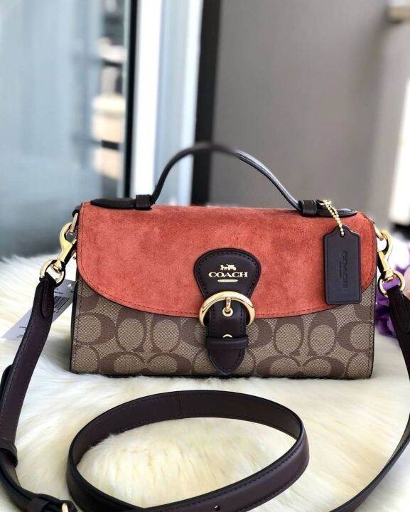 Original Coach C8516 Kleo Top Handle In Signature Canvas Khaki/Multi