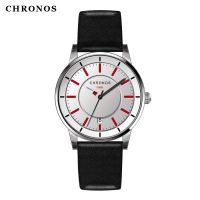 CHRONOS Man Quartz Watch Leather Buckle Belt Classic Waterproof and Shock Resistant Round big dial Auto Date Wristwatch CH12