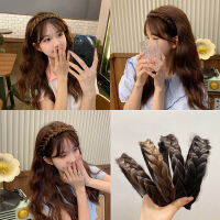 Lucky spring ที่คาดผมแบบถักเปีย ประดับด้วยมุก สไตล์เกาหลี Fashion wig headband braided pearl headband