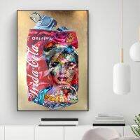 ภาพวาดสีน้ำมันกราฟฟิตีที่มีสีสันบนผ้าใบสำหรับตกแต่งบ้าน-Frida Cola Girls Street Wall Art-โปสเตอร์ศิลปะป๊อปและภาพพิมพ์สำหรับห้องนั่งเล่น-งานศิลปะที่ไม่เหมือนใครและสะดุดตา