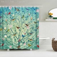 【CW】❃✼  Flowers Birds Curtain Fabric Shower Curtains Floral Leaves Printing Landscape Decoration