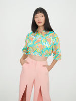 มอสซิโม®  M3313-0001 เสื้อเชิ้ต Oversized Crop Shirt - Jungle Green