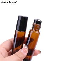 1Pc 10ml Amber Glass Roll On Bottle For Essential Oil Vials With Roller Metal Ball Refillable Bottles Containers