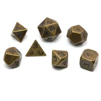 【SALE】 tangticarans1972 Polyhedral โลหะลูกเต๋าชุด7กับถุงลูกเต๋าสำหรับ RPG DnD เกมกระดานทองแดงโบราณ,ทองโบราณ,เงินโบราณ