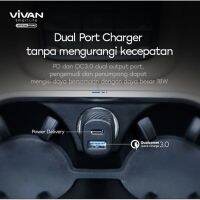 Vivan ที่ชาร์จในรถยนต์ แบบพอร์ตคู่ Type C (PD) และ USB (QC 3.0) 36W 6A Cc02PTH