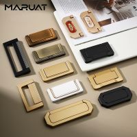 【LZ】∈♛ﺴ  Modern Stye Concealed Buckle Drawer Cabinet Handle Invisible Kitchen Cabinets Door Pull Gold Drawers Knobs Furniture Hardware