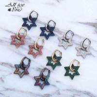 ALLICEONYOU 5 Color Five-pointed Star Earrings Iced Out Cubic Zirconia High Quality Hip Hop Fashion Jewelry For Women Gift