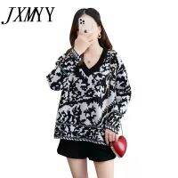 JXMYY 2021 Fashion V-Neck Pullover Womens FallWinter Loose Design Niche All-Match Comfortable Top