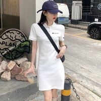 ¤ Authentic Champion Dress Womens Summer 2023 New Polo Collar Short Sleeve Hip Cover Slim Fit Small Student