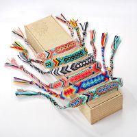 Hot Bohemian Retro Ethnic Style Braided Bracelet Handmade Fluorescent Colorful Totem Make friends  Multicolor String Cord Woven Charms and Charm Brace