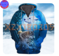 【xzx180305】Personalized Name Blue Moon Wolf Spirit Premium Unisex M-3XL 3D HOODIE 09