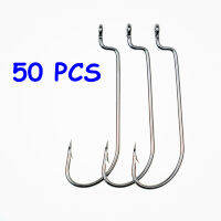 50 PCS Long Handle Worm Barbed Fishing Hook Offset Fishhooks Texas Rigs อุปกรณ์เสริม-anyengcaear