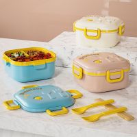 A set of bento lunch boxes double layered stacked microwave tableware suitable for camping work and school