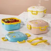 ♘ A set of bento lunch boxes double layered stacked microwave tableware suitable for camping work and school