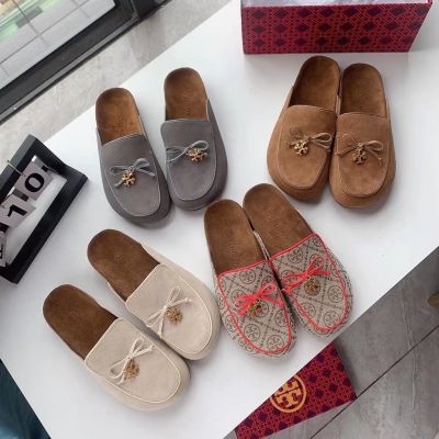 2023 new Tory Burch Ladys T Monogram Four Colors Comfortable slipper sandals