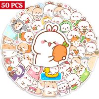 10/25/50Pcs Kawaii Carrot Rabbit Couple Stickers for Notebooks Laptop Luggage Guitar Skateboard Waterproof Scrapbooking Material Stickers Labels