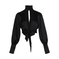 TWOTWINSTYLE Backless Womens Shirts Turtleneck Lantern Long Sleeve Bowknot Sexy Party Blouse Female  Summer Fashion New