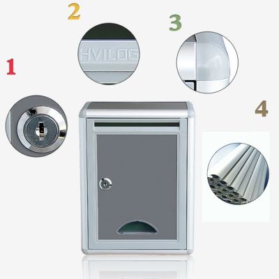 Gray Mailbox Durable Wall Mounted Letter Box Post Box With Lock For Home
