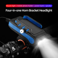 4 IN 1 Bicycle Headlight With Horn Mobile Phone Holder USB Charge Waterproof Bike Light MTB Road Bike Accessories