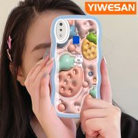 YIWESAN เคส Y95สำหรับ VIVO Y91 Y91i ลายการ์ตูนกระต่ายสตรอเบอร์รี่3D แฟชั่นลายคลื่นขอบเคสโทรศัพท์แบบใสสีสันสดใสป้องกันเลนส์กล้องเคสนิ่มโปร่งใสซิลิโคนกล่องกันกระแทก