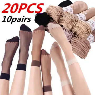 6 Pairs Women Nylon Elastic Short Ankle Sheer Stockings Silk Short
