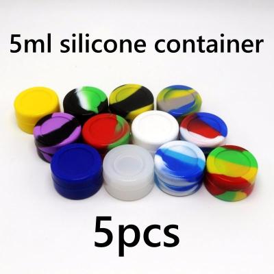 กระปุกซิลิโคน 5ml สำหรับ แว้กซ์ ออยล์ (5 ชิ้น) 5pcs Round Non Stick Silicone Container 5ml Silicone Oil Container Wax Oil Concentrate Silicone Oil Slick Silicone Jar