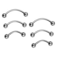 6Pcs Eyebrow Piercing Banana Shape Lip Ring Stainless Steel Curved Barbell Stud Helix Navel Cartilage Earring Body Jewelry Cables Converters