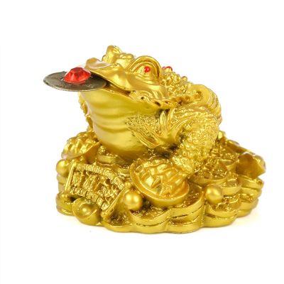Feng Shui Toad Money LUCKY Fortune Wealth Chinese Golden Frog Toad Coin Home Office Decoration Tabletop Ornaments Lucky YLM9769