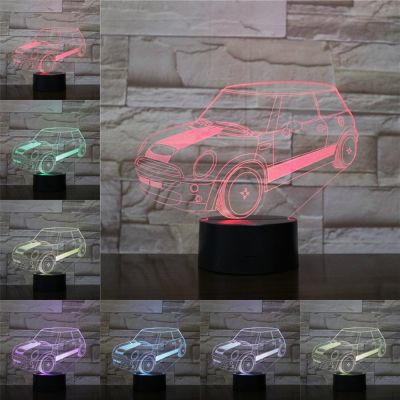 Novelty 3D Led Night Light Car 3D Table Lamp Luminaria Multicolor Acrylic Lamp Atmosphere Lighting Cartoon Bedroom Decoration