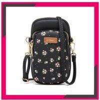 Flower Pattern Taiga Sling Bag 22x13cm with Zipper for Women