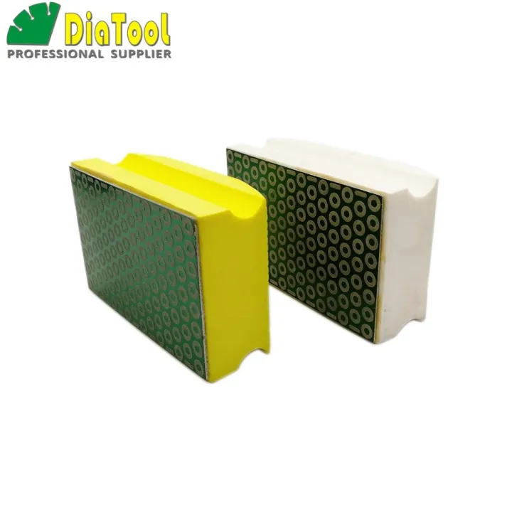 diatool-2pcs-electroplated-diamond-hand-polishing-pad-90x55mm-grit-400-600-hand-pad-foam-backed-grinding-block