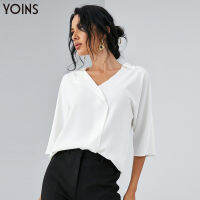 Celmia YOINS ชุดเสื้อคอวีมีปกทางการสำหรับสาวออฟฟิศแขน3/4เสื้อหนา #20