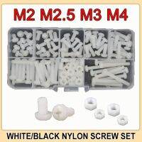 【LZ】 Phillips Machine Screw Sortimento Kit Conjunto de parafusos e porcas de plástico Cabeça redonda Branco Preto Nylon M2 M2.5 M3 M4 Rosca métrica