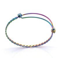 20Pcs/Lot 316 Stainless Steel DIY Charm Bangle 50-65Mm Jewelry Finding Expandable Adjustable Wire Bracelet Wholesale