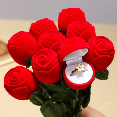 ของขวัญวันกล่องเก็บเครื่องประดับแหวนวันวาเลนไทน์แหวนหมั้นแหวนกุหลาบดอกไม้