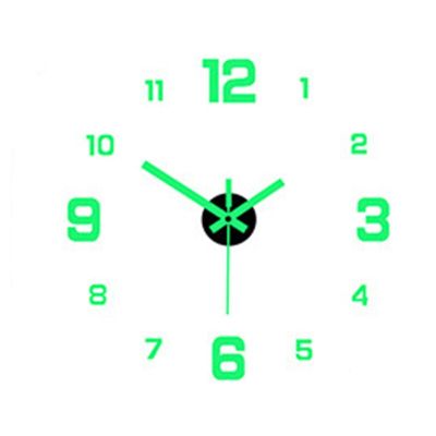 นาฬิกาแขวนผนัง3D แบบนาฬิกาแขวนผนังคลาสสิกเรืองแสงสติกเกอร์นาฬิกาแขวนผนังนาฬิกาดิจิตอลแบบ DIY นาฬิกาตกแต่งห้องนั่งเล่นสำนักงาน