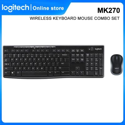 Logitech MK270 Wireless Mouse Keyboard Logitech Combo 2.4GHz USB Receiver Dropout-Free Connection For PC Laptop Home Use