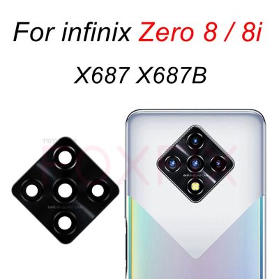 กระจกกล้องถ่ายรูปหลังด้านหลังสำหรับ Infinix Zero 8 8I อะไหล่ X687B X687 + สติกเกอร์กาว