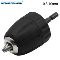 Drill Chuck Keyless Converter Clamping range 0.8-10mm Thread 3/8 quot; 24UNF With 1/4 quot; Hex Shank Adapter Drive For Impact Drivers