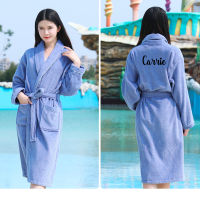 Customize Nama Date Women Men Warm Dobby Cotton Bathrobe Thermal Kimono Dressing Gown Bride Peignoir